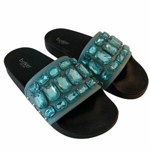 Botkier Freda Blue Crystal Slide Sandals
